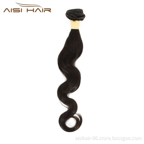 Aisi Hair Hotselling Best Quality Wholesale Vendor Natural Black Color Body Wave 100%  Brazilian Human Hair Weave Bundles